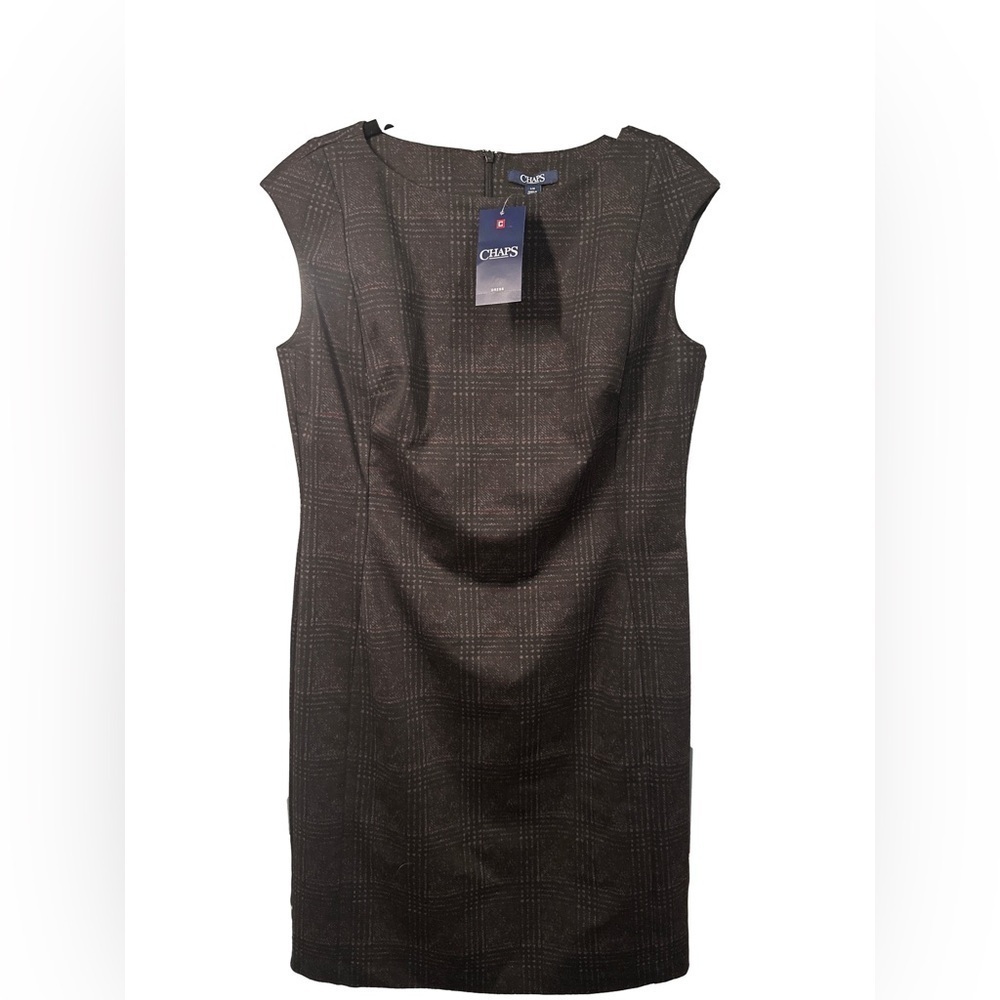 NWT CHAMPS Size L Gray & Maroon Sheath Midi Dress